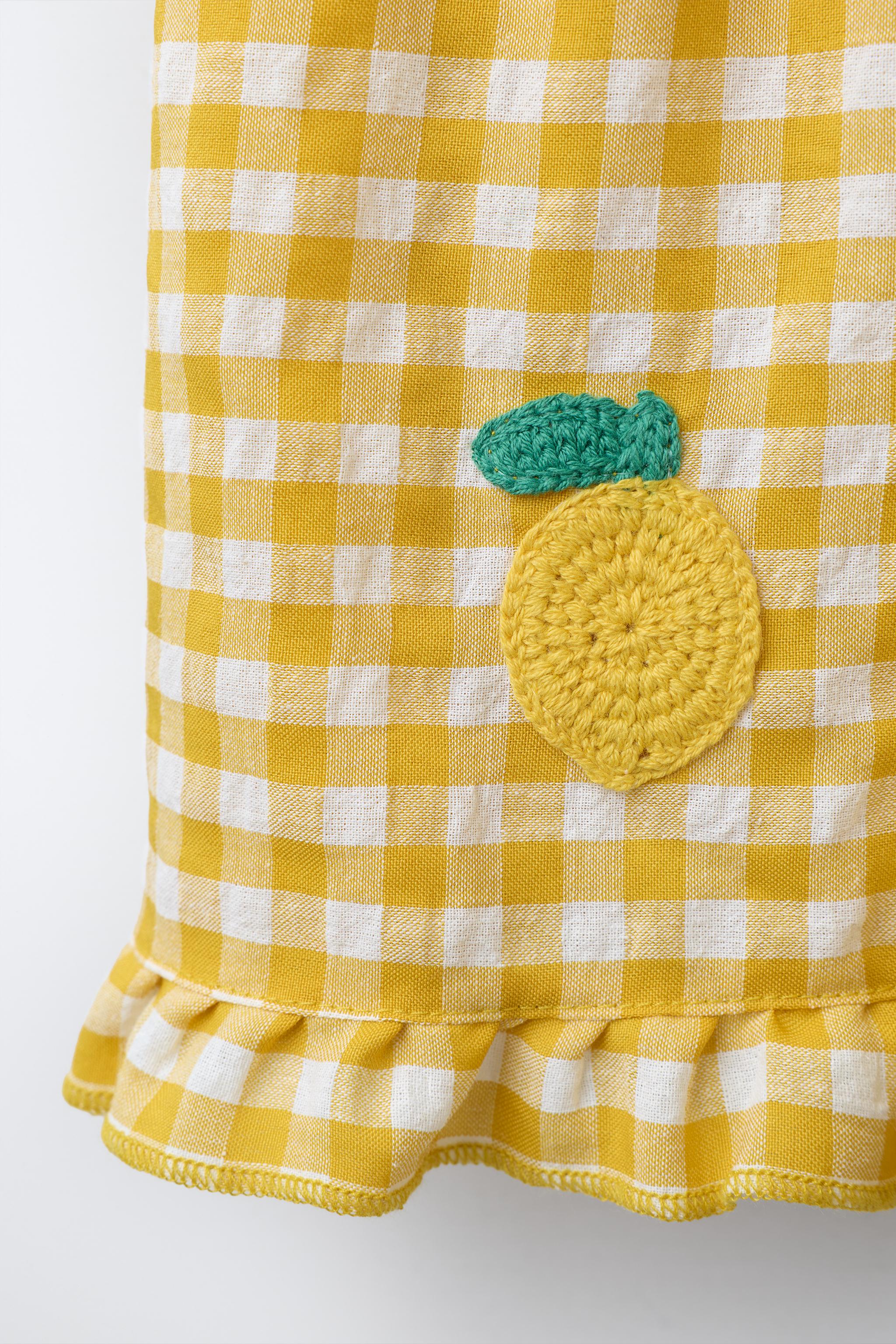 ROBE BIMATIÈRE EN MAILLE CARREAUX VICHY CITRONS CASA LAWA X ZARA KIDS